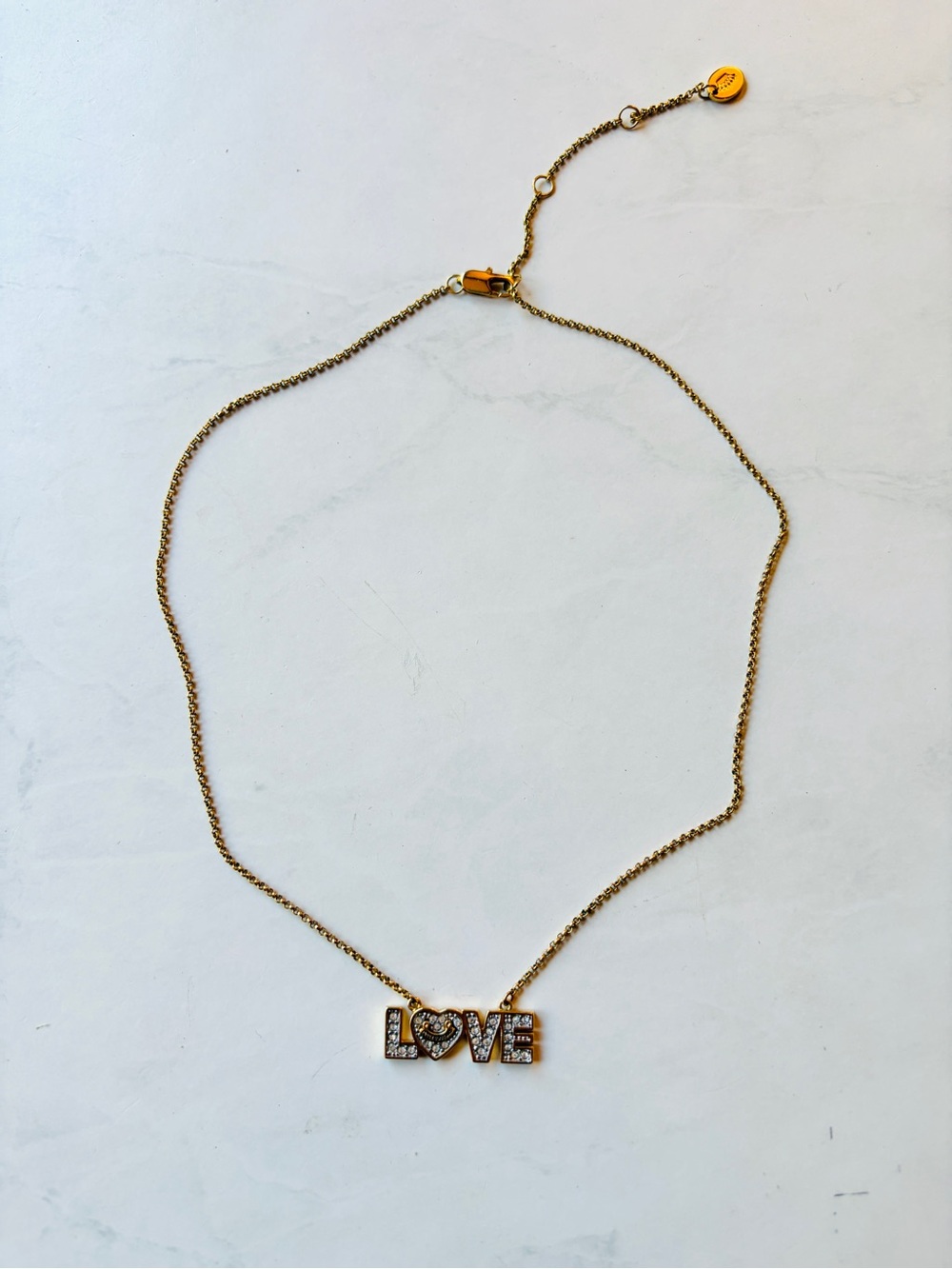 Vintage Juicy Couture Gold Pave LOVE Pendant Necklace